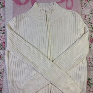 H&M Cream Ribbed Turtleneck Sweater